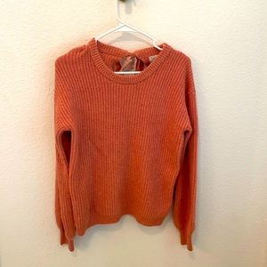 A New Day Coral Back Tie Sweater